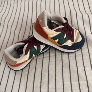 New Balance Kids' Cream and Green Sneakers